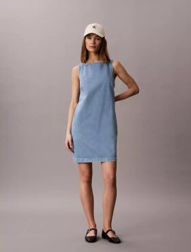 Abito a tubino in denim con scollo a V