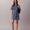 Abito chemisier in denim con cintura