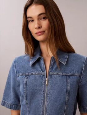 Abito chemisier in denim con cintura
