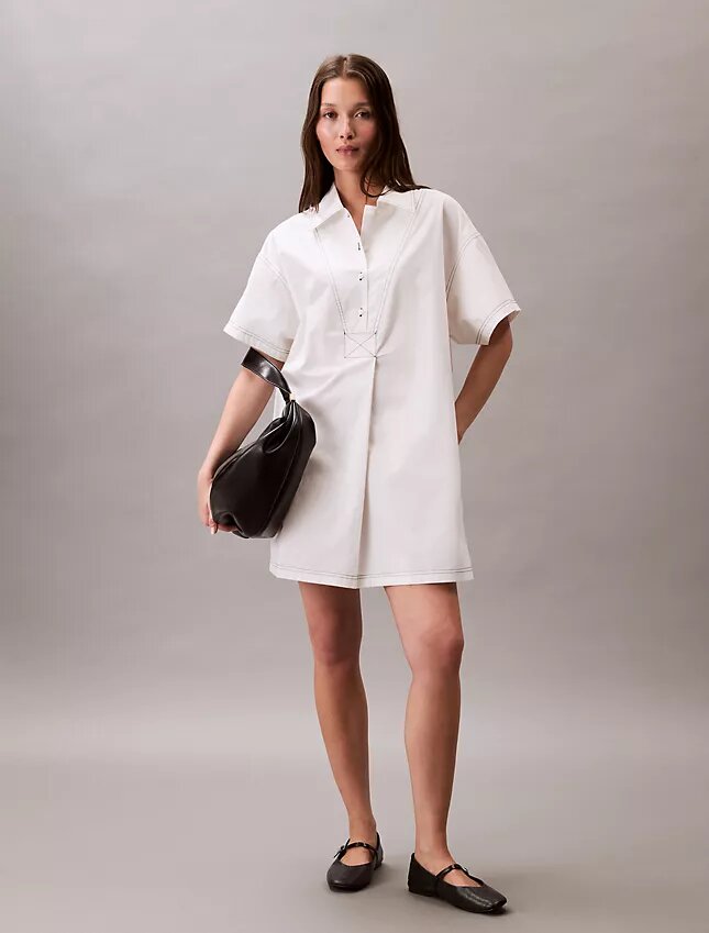 Abito chemisier mini in twill di cotone Abito chemisier mini in twill di cotone