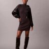 Abito maglione a coste in misto lana merino e lurex