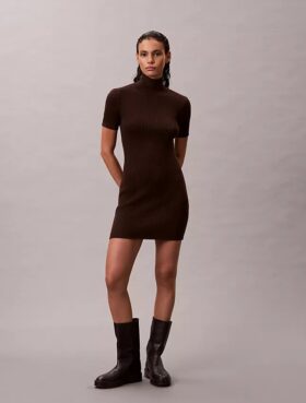 Abito maglione a coste in misto lana merino e lurex