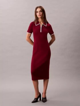 Abito midi con bordi a blocchi di colore