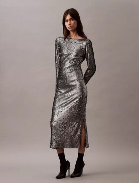 Abito midi con paillettes