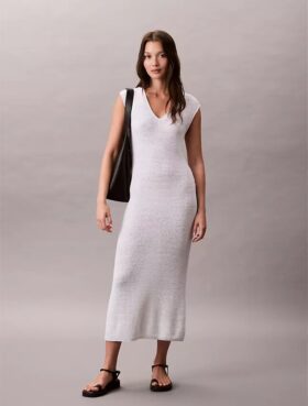 Abito midi in maglia senza maniche