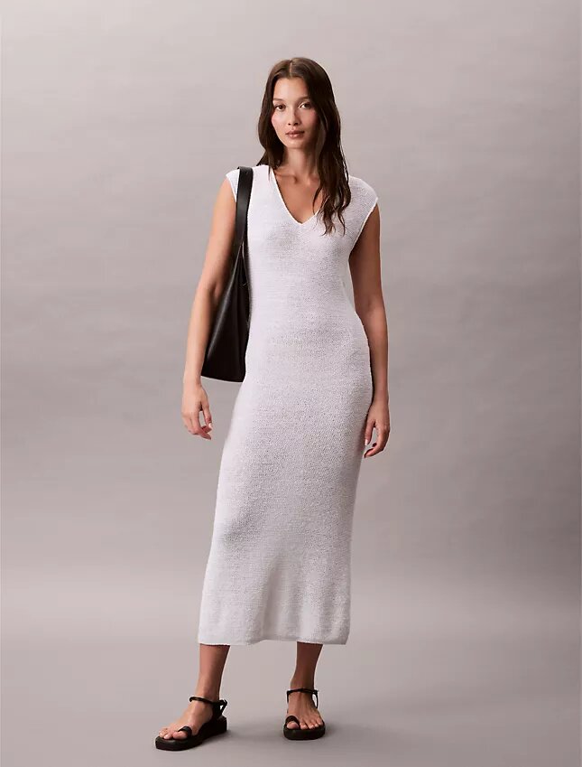 Abito midi in maglia senza maniche Abito midi in maglia senza maniche