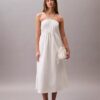 Abito midi in twill di cotone con scollo all’americana Abito midi in twill di cotone con scollo all’americana