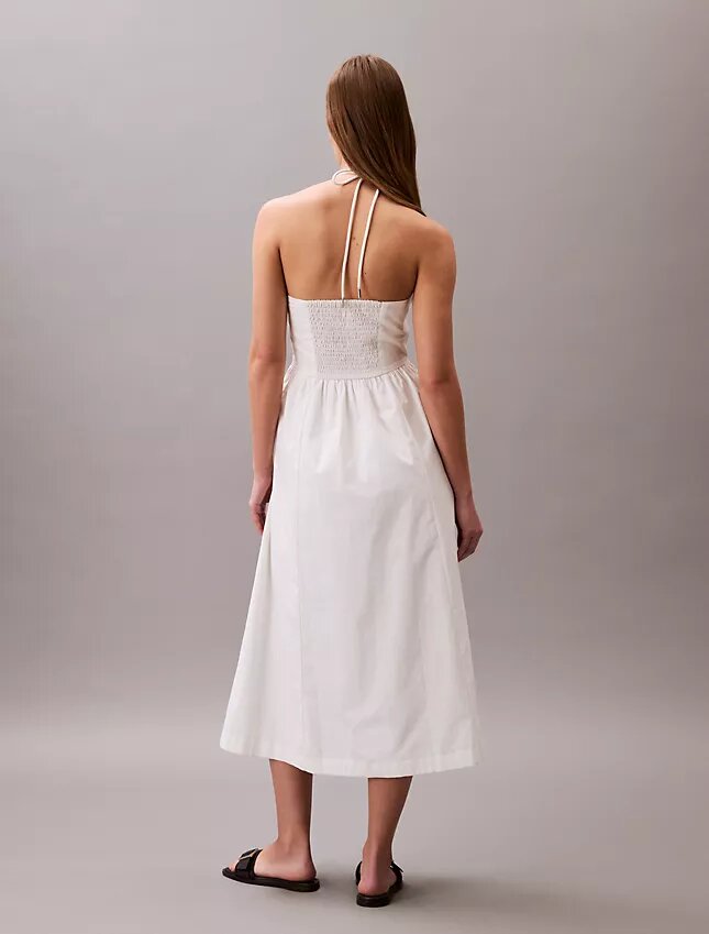 Abito midi in twill di cotone con scollo all’americana Abito midi in twill di cotone con scollo all’americana
