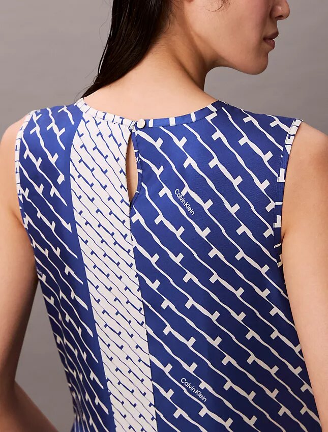 Abito midi in twill di viscosa stampato Abito midi in twill di viscosa stampato