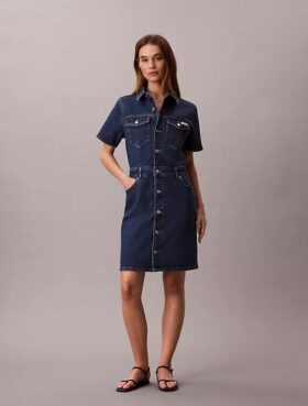 Abito mini trucker in Denim