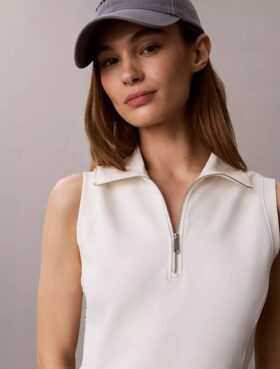 Abito senza maniche in French Terry con zip a 1/4