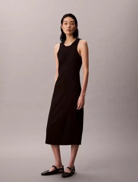 Abito senza maniche midi con logo Calvin Klein