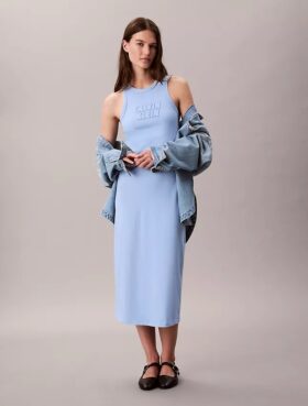 Abito senza maniche midi con logo Calvin Klein
