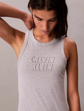 Abito senza maniche midi con logo Calvin Klein