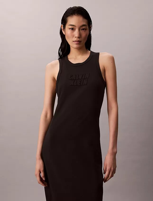 Abito senza maniche midi con logo Calvin Klein Abito senza maniche midi con logo Calvin Klein