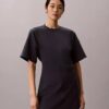 Abito T-shirt in interlock a costine con logo Abito T-shirt in interlock a costine con logo