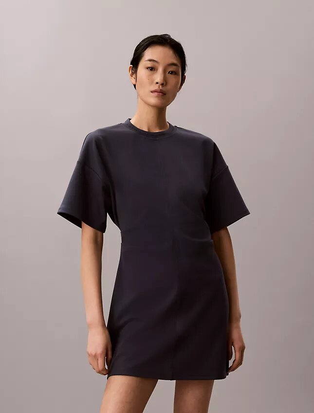 Abito T-shirt in interlock a costine con logo Abito T-shirt in interlock a costine con logo