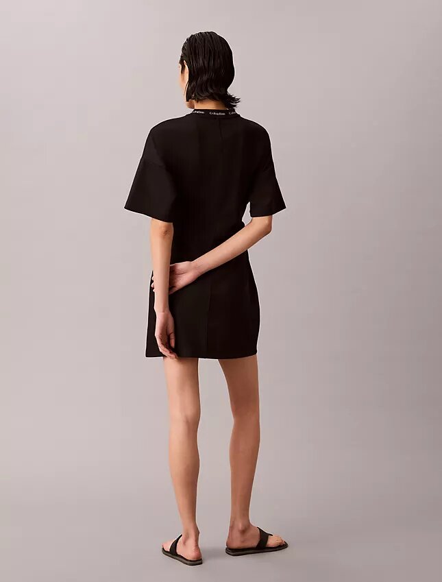 Abito T-shirt in interlock a costine con logo Abito T-shirt in interlock a costine con logo