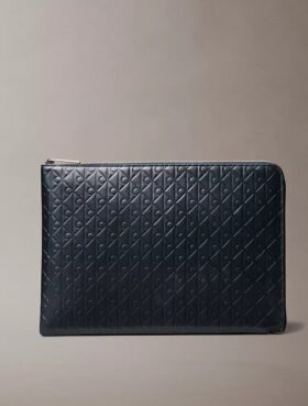 Astuccio con cerniera e logo Emblem su tutta la superficie