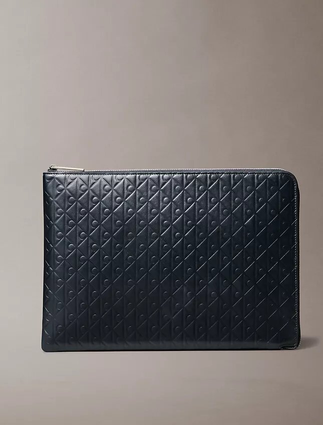 Astuccio con cerniera e logo Emblem su tutta la superficie Astuccio con cerniera e logo Emblem su tutta la superficie