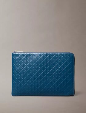 Astuccio con cerniera e logo Emblem su tutta la superficie