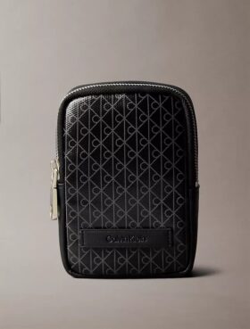 Astuccio con cerniera e logo Emblem su tutta la superficie