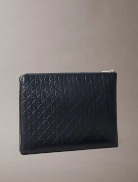 Astuccio con cerniera e logo Emblem su tutta la superficie