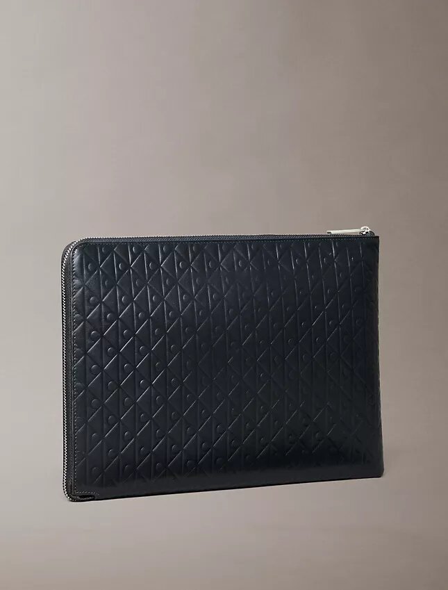 Astuccio con cerniera e logo Emblem su tutta la superficie Astuccio con cerniera e logo Emblem su tutta la superficie