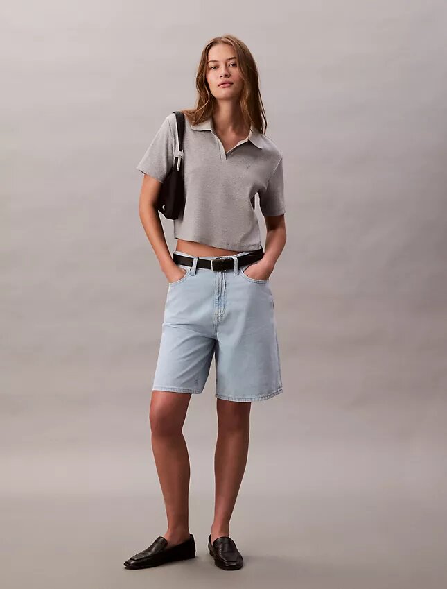 Bermuda in Denim misto lino dal taglio morbido Bermuda in Denim misto lino dal taglio morbido