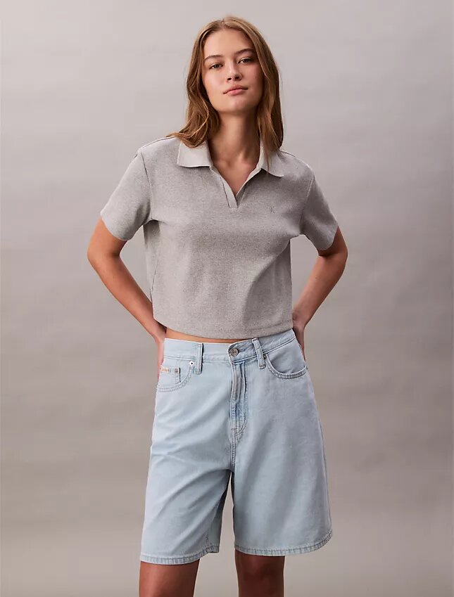Bermuda in Denim misto lino dal taglio morbido Bermuda in Denim misto lino dal taglio morbido