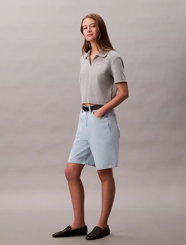 Bermuda in Denim misto lino dal taglio morbido Bermuda in Denim misto lino dal taglio morbido