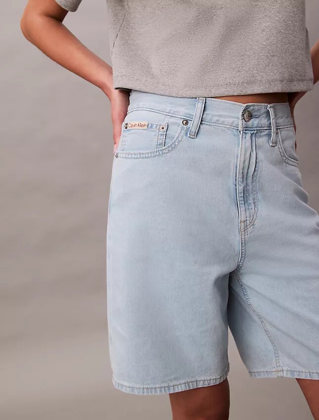 Bermuda in Denim misto lino dal taglio morbido Bermuda in Denim misto lino dal taglio morbido