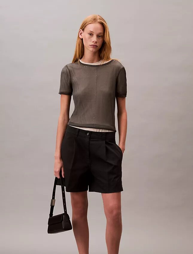 Bermuda in twill di cotone Cotton Stretch con pieghe Bermuda in twill di cotone Cotton Stretch con pieghe