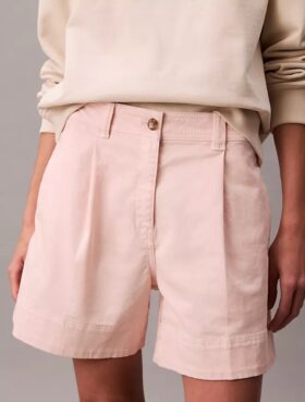 Bermuda in twill di cotone Cotton Stretch con pieghe