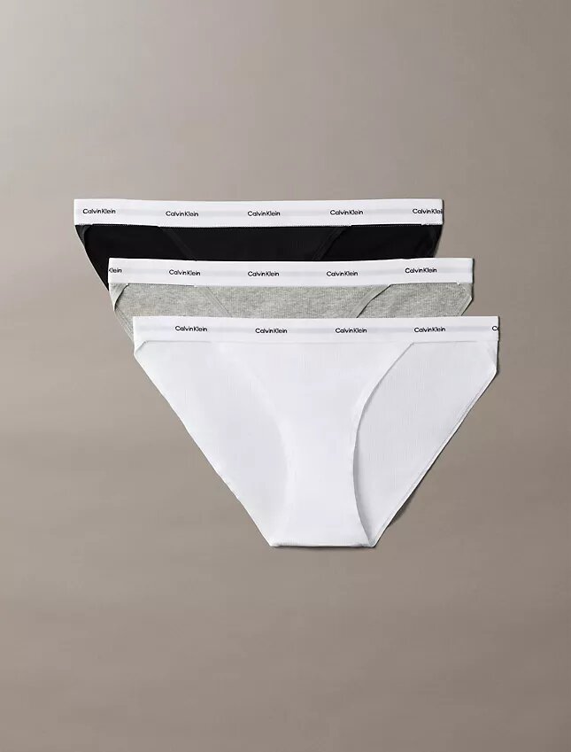 Bikini a perizoma in cotone elasticizzato a costine, confezione da 3 Bikini a perizoma in cotone elasticizzato a costine, confezione da 3
