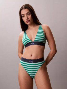 Bikini a vita alta elasticizzato in Microfiber con Monogram grafico