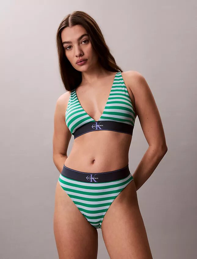 Bikini a vita alta elasticizzato in Microfiber con Monogram grafico Bikini a vita alta elasticizzato in Microfiber con Monogram grafico