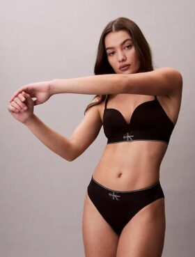 Bikini a vita alta elasticizzato in Microfiber con Monogram grafico