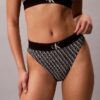 Bikini a vita alta elasticizzato in Microfiber con Monogram grafico Bikini a vita alta elasticizzato in Microfiber con Monogram grafico
