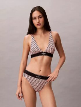 Bikini a vita alta elasticizzato in Microfiber con Monogram grafico