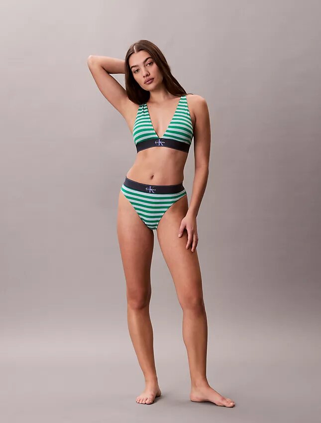 Bikini a vita alta elasticizzato in Microfiber con Monogram grafico Bikini a vita alta elasticizzato in Microfiber con Monogram grafico