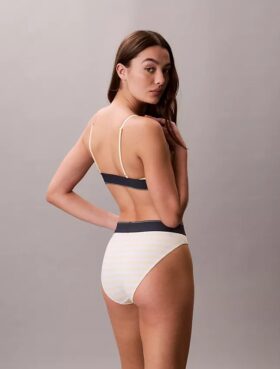 Bikini a vita alta elasticizzato in Microfiber con Monogram grafico