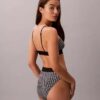 Bikini a vita alta elasticizzato in Microfiber con Monogram grafico Bikini a vita alta elasticizzato in Microfiber con Monogram grafico