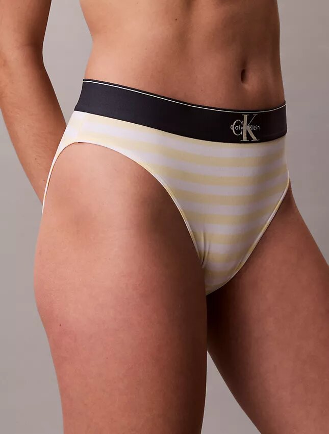 Bikini a vita alta elasticizzato in Microfiber con Monogram grafico Bikini a vita alta elasticizzato in Microfiber con Monogram grafico