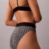 Bikini a vita alta elasticizzato in Microfiber con Monogram grafico Bikini a vita alta elasticizzato in Microfiber con Monogram grafico