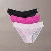 Bikini a vita bassa con pizzo e logo Icon, confezione da 3