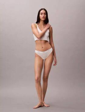 Bikini in cotone elasticizzato a costine