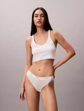 Bikini in cotone elasticizzato a costine