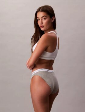 Bikini in cotone elasticizzato a costine