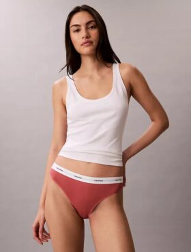 Bikini in cotone elasticizzato a costine